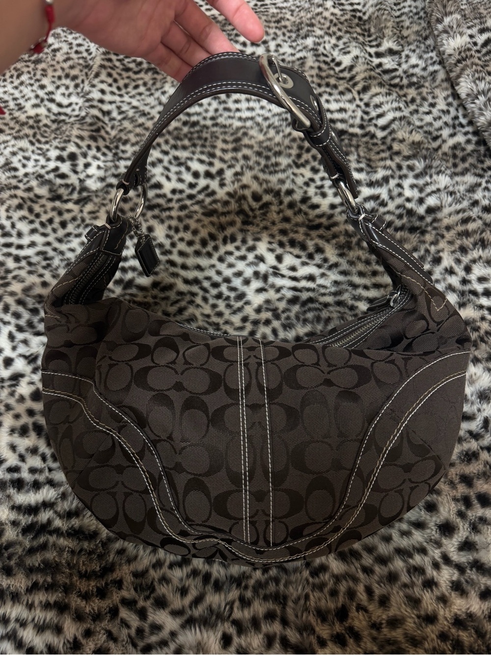 Vintage Coach Signature Jacquard Hobo Shoulder Bag